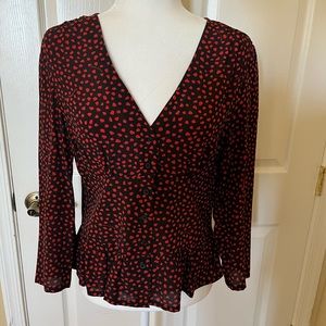 From Future Black and Red Silk Blouse/ Top